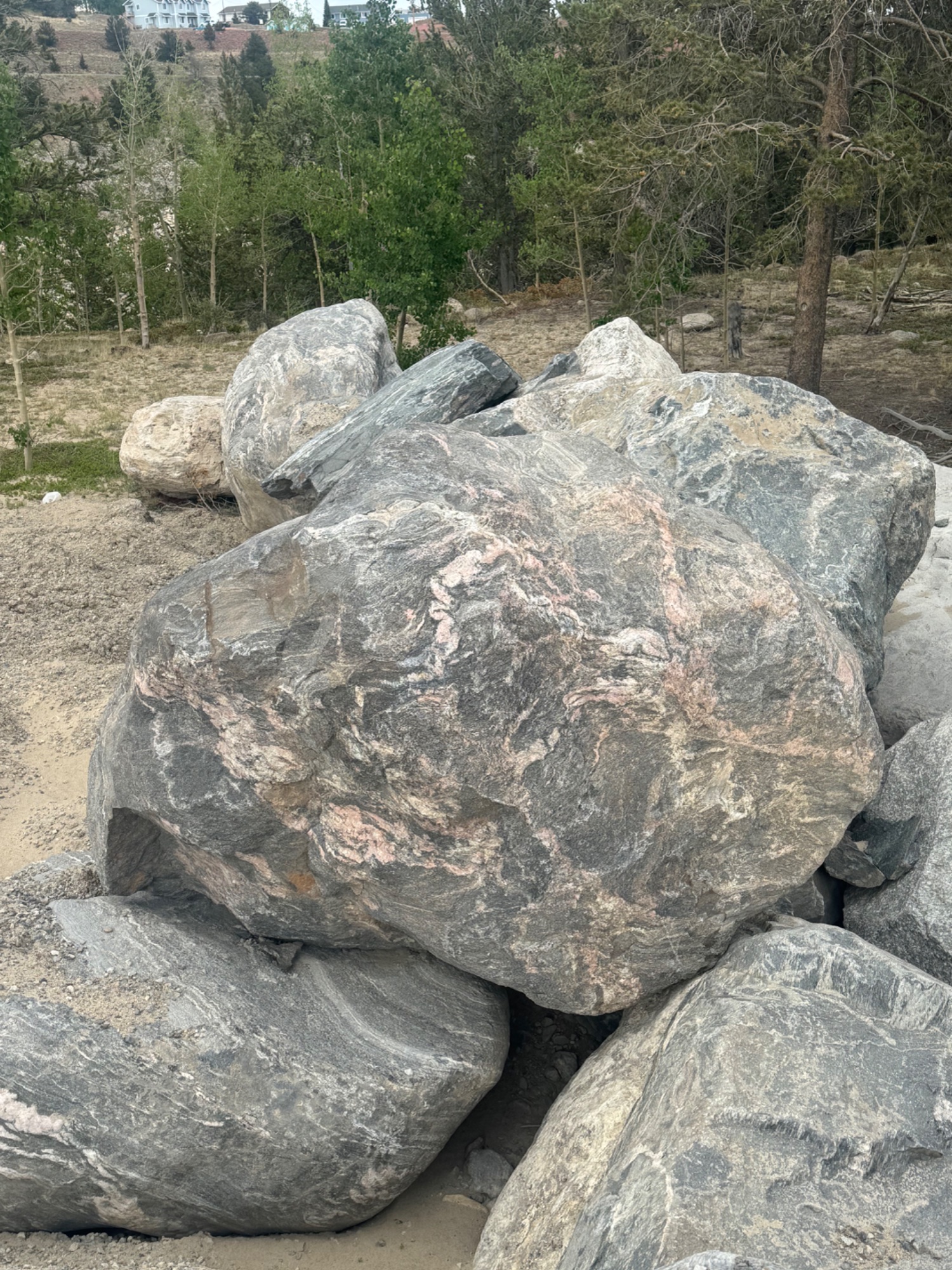 Boulder inventory — dark granite